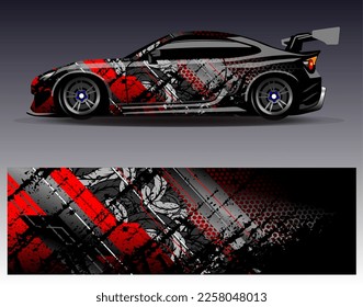 Car wrap design vector. Graphic abstract stripe racing background kit designs for wrap vehicle  race car  rally  adventure and livery