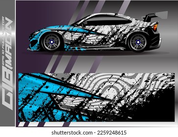 Car wrap design vector. Graphic abstract stripe racing background kit designs for wrap vehicle  race car  rally  adventure and livery
