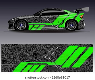 Car wrap design vector. Graphic abstract stripe racing background kit designs for wrap vehicle  race car  rally  adventure and livery