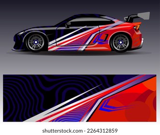 Car wrap design vector. Graphic abstract stripe racing background kit designs for wrap vehicle  race car  rally  adventure and livery