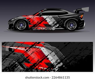 Car wrap design vector. Graphic abstract stripe racing background kit designs for wrap vehicle  race car  rally  adventure and livery