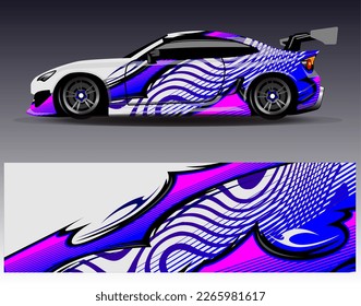 Car wrap design vector. Graphic abstract stripe racing background kit designs for wrap vehicle  race car  rally  adventure and livery