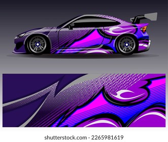 Car wrap design vector. Graphic abstract stripe racing background kit designs for wrap vehicle  race car  rally  adventure and livery