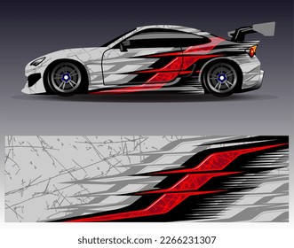 Car wrap design vector. Graphic abstract stripe racing background kit designs for wrap vehicle  race car  rally  adventure and livery