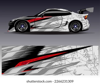 Vector de diseño de ajuste de coches. Diseños gráficos abstractos de banda de fondo de carreras de carreras para envolver la aventura y la liviandad de carreras de coches de carreras de vehículos