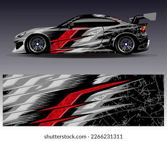 Car wrap design vector. Graphic abstract stripe racing background kit designs for wrap vehicle  race car  rally  adventure and livery