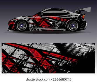 Car wrap design vector. Graphic abstract stripe racing background kit designs for wrap vehicle race car rally adventure and livery