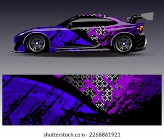 Vector de diseño de ajuste de coches. Diseños gráficos abstractos de banda de fondo de carreras de carreras para envolver la aventura y la liviandad de carreras de coches de carreras de vehículos