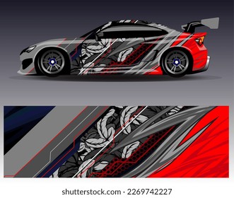 Vector de diseño de ajuste de coches. Diseños gráficos abstractos de banda de fondo de carreras de carreras para envolver la aventura y la liviandad de carreras de coches de carreras de vehículos
