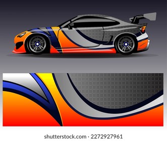 Car wrap design vector. Graphic abstract stripe racing background kit designs for wrap vehicle  race car  rally  adventure and livery