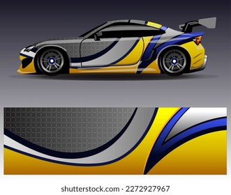 Car wrap design vector. Graphic abstract stripe racing background kit designs for wrap vehicle  race car  rally  adventure and livery