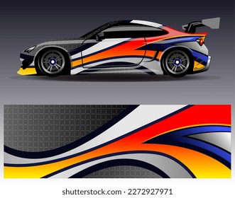 Vector de diseño de ajuste de coches. Diseños gráficos abstractos de banda de fondo de carreras de carreras para envolver la aventura y la liviandad de carreras de coches de carreras de vehículos