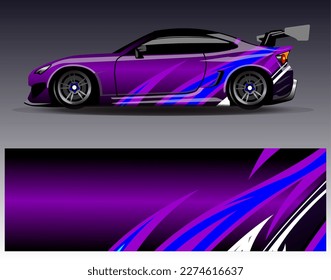 Konstruktionsvektor für Autoverpackungen. Grafikabstrakter, abstrakter Streifen-Hintergrund-Kit-Designs für Wrackwagen-Rallye-Abenteuer und Livery