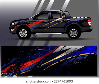Car wrap design vector. Graphic abstract stripe racing background kit designs for wrap vehicle  race car  rally  adventure and livery