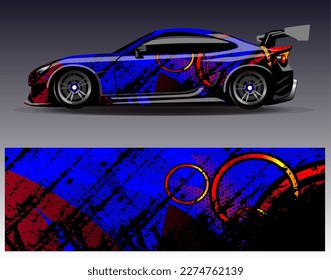 Car wrap design vector. Graphic abstract stripe racing background kit designs for wrap vehicle  race car  rally  adventure and livery