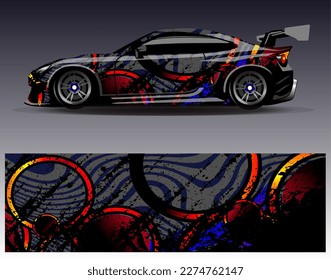 Car wrap design vector. Graphic abstract stripe racing background kit designs for wrap vehicle  race car  rally  adventure and livery