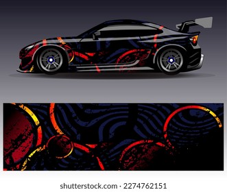 Car wrap design vector. Graphic abstract stripe racing background kit designs for wrap vehicle  race car  rally  adventure and livery