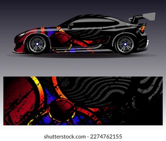 Vector de diseño de ajuste de coches. Diseños gráficos abstractos de banda de fondo de carreras de carreras para envolver la aventura y la liviandad de carreras de coches de carreras de vehículos