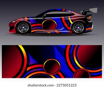 Vector de diseño de ajuste de coches. Diseños gráficos abstractos de banda de fondo de carreras de carreras para envolver la aventura y la liviandad de carreras de coches de carreras de vehículos