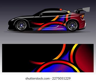 Vector de diseño de ajuste de coches. Diseños gráficos abstractos de banda de fondo de carreras de carreras para envolver la aventura y la liviandad de carreras de coches de carreras de vehículos