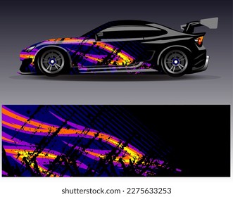 Car wrap design vector. Graphic abstract stripe racing background kit designs for wrap vehicle  race car  rally  adventure and livery