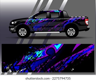 Car wrap design vector. Graphic abstract stripe racing background kit designs for wrap vehicle  race car  rally  adventure and livery