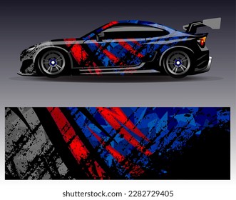 Car wrap design vector. Graphic abstract stripe racing background kit designs for wrap vehicle  race car  rally  adventure and livery