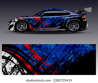 Car wrap design vector. Graphic abstract stripe racing background kit designs for wrap vehicle  race car  rally  adventure and livery