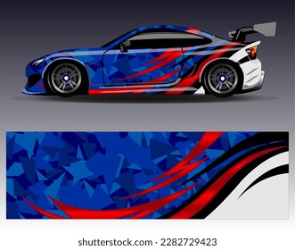 Car wrap design vector. Graphic abstract stripe racing background kit designs for wrap vehicle  race car  rally  adventure and livery