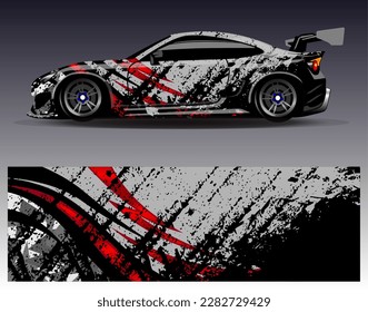 Car wrap design vector. Graphic abstract stripe racing background kit designs for wrap vehicle  race car  rally  adventure and livery