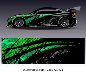 Car wrap design vector. Graphic abstract stripe racing background kit designs for wrap vehicle  race car  rally  adventure and livery