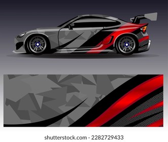 Car wrap design vector. Graphic abstract stripe racing background kit designs for wrap vehicle  race car  rally  adventure and livery