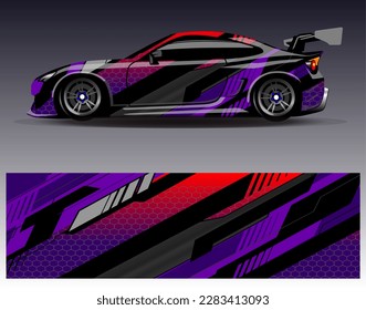 Car wrap design vector. Graphic abstract stripe racing background kit designs for wrap vehicle  race car  rally  adventure and livery