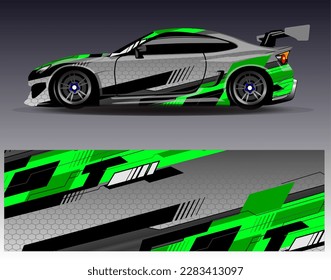 Car wrap design vector. Graphic abstract stripe racing background kit designs for wrap vehicle  race car  rally  adventure and livery