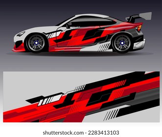 Vector de diseño de ajuste de coches. Diseños gráficos abstractos de banda de fondo de carreras de carreras para envolver la aventura y la liviandad de carreras de coches de carreras de vehículos