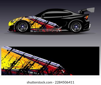 Vector de diseño de ajuste de coches. Diseños gráficos abstractos de banda de fondo de carreras de carreras para envolver la aventura y la liviandad de carreras de coches de carreras de vehículos