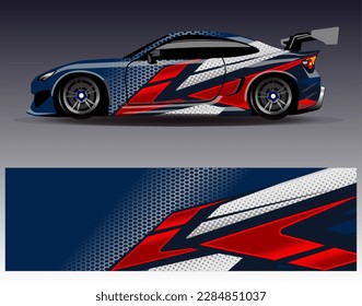 Car wrap design vector. Graphic abstract stripe racing background kit designs for wrap vehicle  race car  rally  adventure and livery