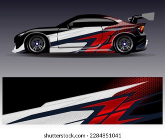 Car wrap design vector. Graphic abstract stripe racing background kit designs for wrap vehicle  race car  rally  adventure and livery