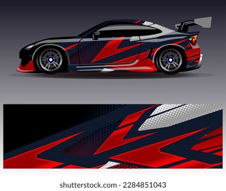 Car wrap design vector. Graphic abstract stripe racing background kit designs for wrap vehicle  race car  rally  adventure and livery