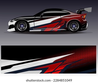 Car wrap design vector. Graphic abstract stripe racing background kit designs for wrap vehicle  race car  rally  adventure and livery