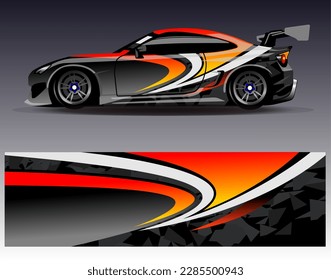 Car wrap design vector. Graphic abstract stripe racing background kit designs for wrap vehicle  race car  rally  adventure and livery