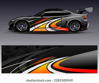 Vector de diseño de ajuste de coches. Diseños gráficos abstractos de banda de fondo de carreras de carreras para envolver la aventura y la liviandad de carreras de coches de carreras de vehículos