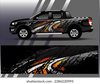 Car wrap design vector. Graphic abstract stripe racing background kit designs for wrap vehicle  race car  rally  adventure and livery