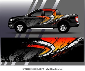 Car wrap design vector. Graphic abstract stripe racing background kit designs for wrap vehicle  race car  rally  adventure and livery