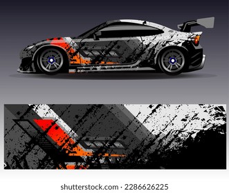 Car wrap design vector. Graphic abstract stripe racing background kit designs for wrap vehicle  race car  rally  adventure and livery