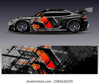 Car wrap design vector. Graphic abstract stripe racing background kit designs for wrap vehicle  race car  rally  adventure and livery