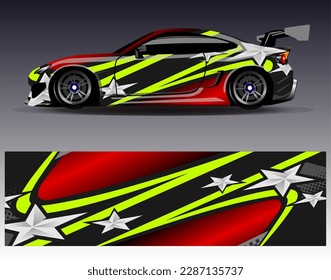 Car wrap design vector. Graphic abstract stripe racing background kit designs for wrap vehicle  race car  rally  adventure and livery