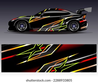 Vector de diseño de ajuste de coches. Diseños gráficos abstractos de banda de fondo de carreras de carreras para envolver la aventura y la liviandad de carreras de coches de carreras de vehículos