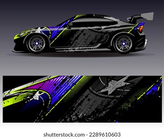Car wrap design vector. Graphic abstract stripe racing background kit designs for wrap vehicle  race car  rally  adventure and livery