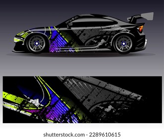 Vector de diseño de ajuste de coches. Diseños gráficos abstractos de banda de fondo de carreras de carreras para envolver la aventura y la liviandad de carreras de coches de carreras de vehículos